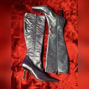 Dark Purple Leather Heeled Boot Bruno Magli Size 6.5